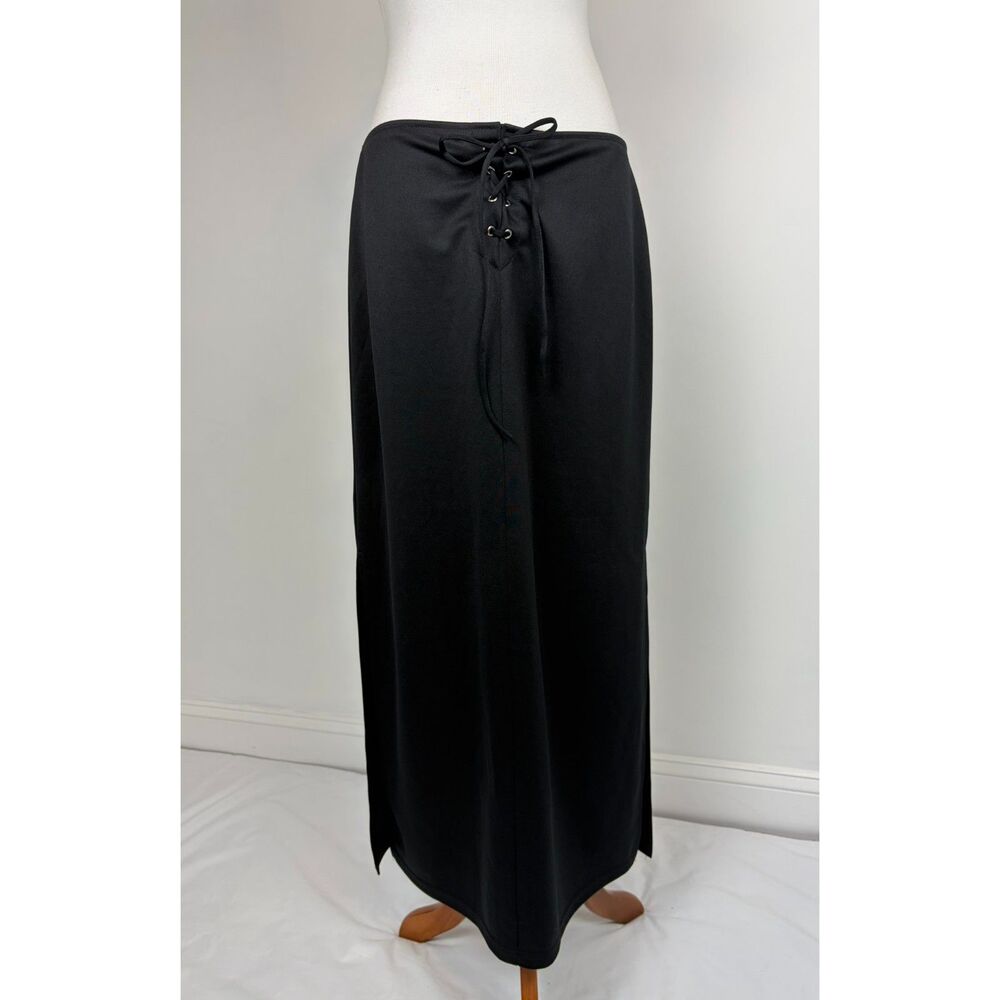 Vintage Joe Benbasset 90s Y2K Lace‑Up Maxi Skirt L Goth Punk Emo Grunge Slits